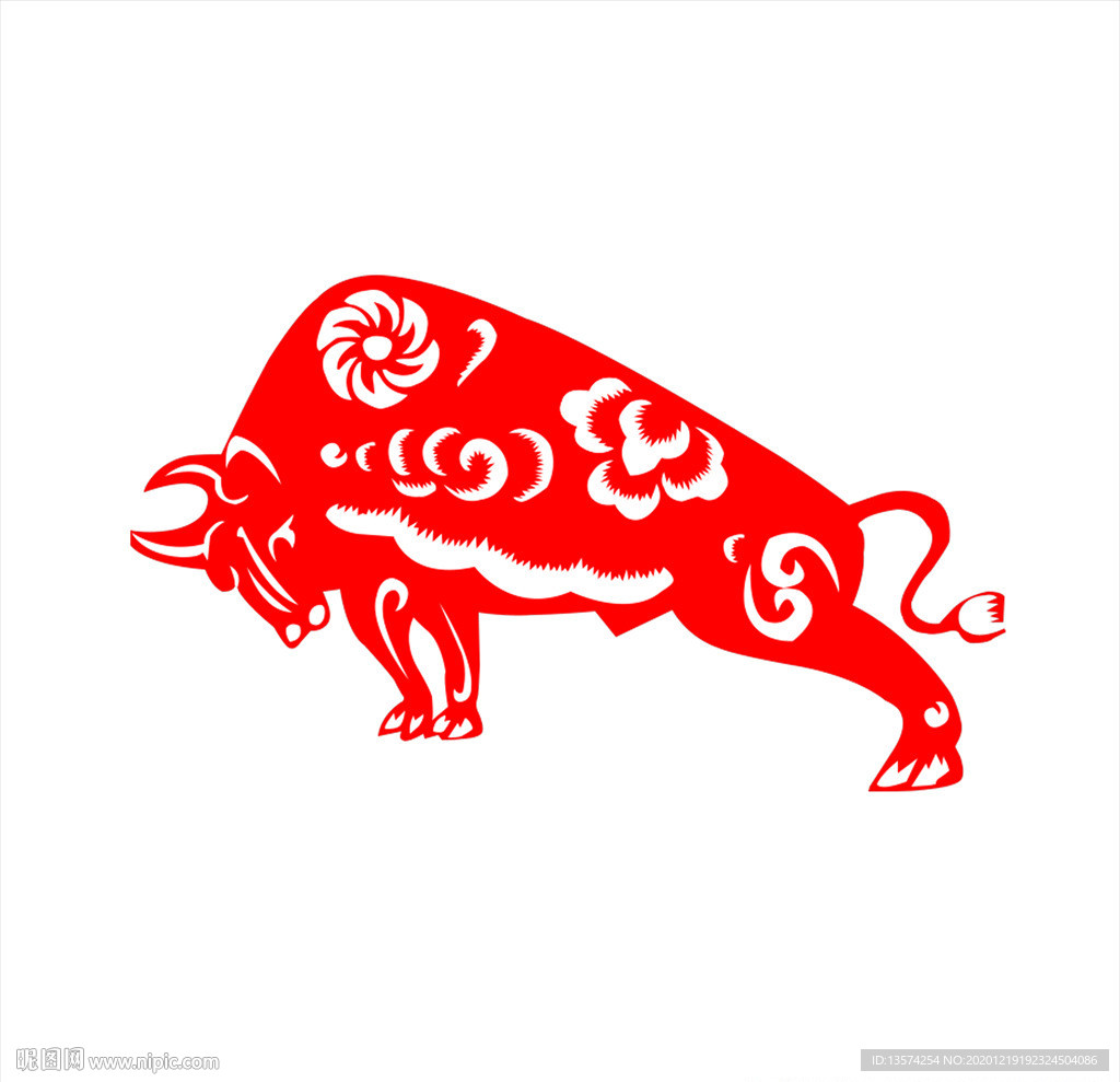2021年牛剪纸春节窗花图案