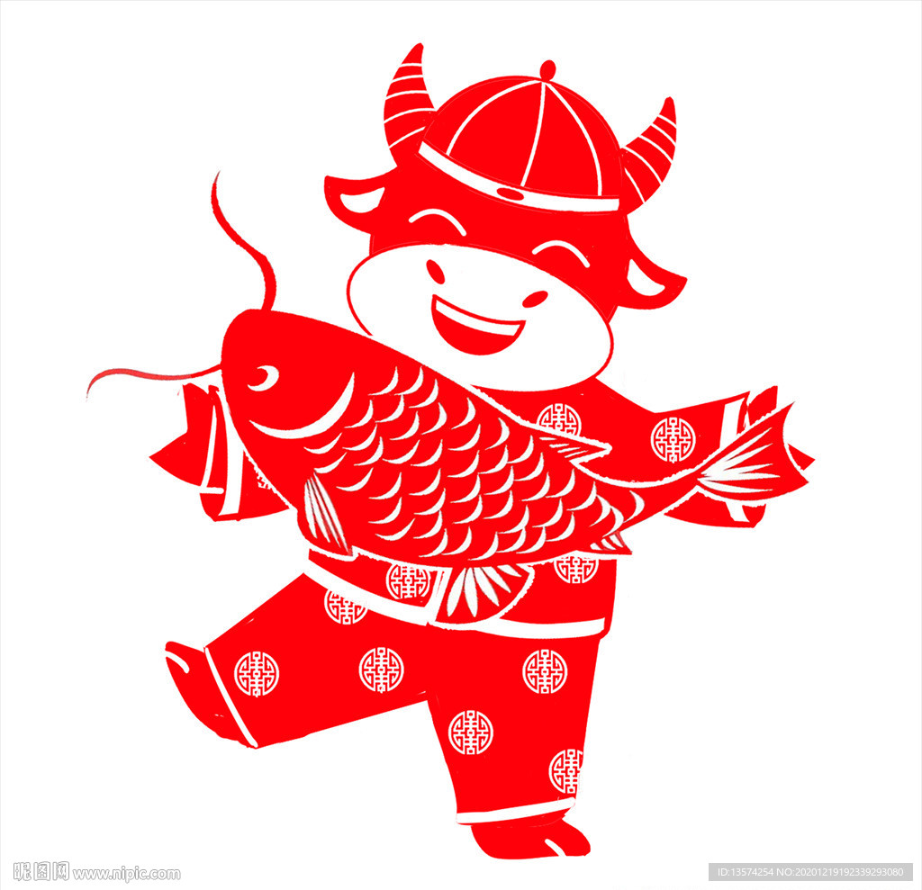 2021新年红色窗花剪纸喜庆牛