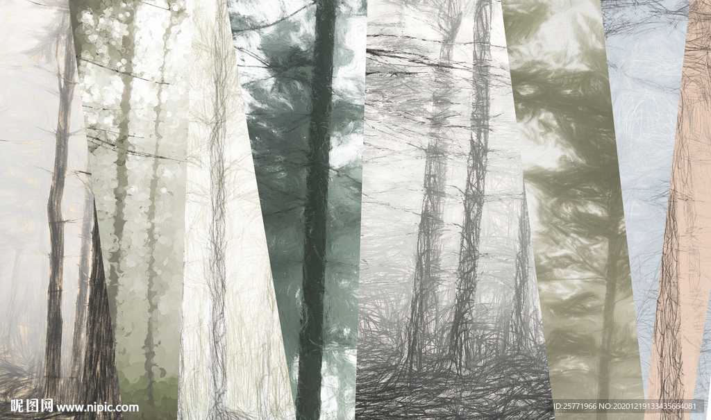 北欧壁画北欧背景墙森林壁画背景