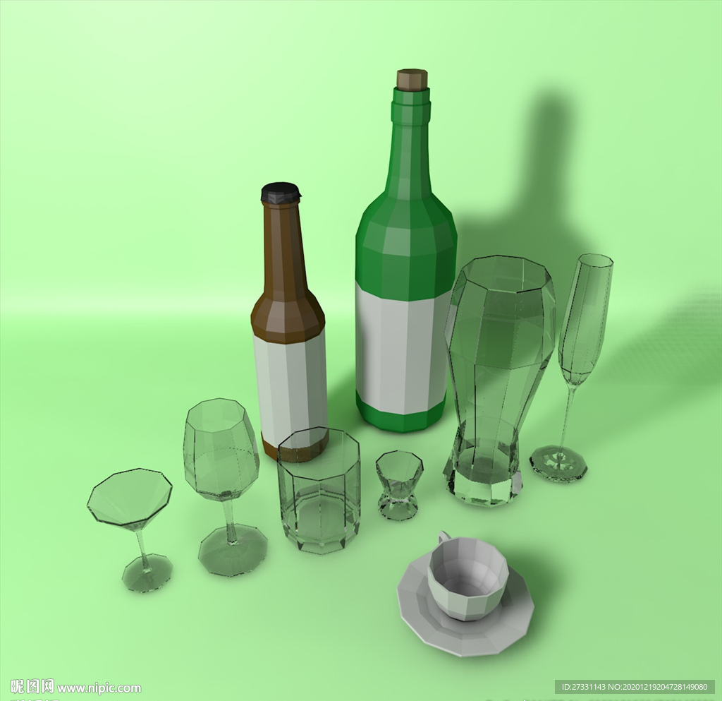 酒瓶模型 酒杯模型