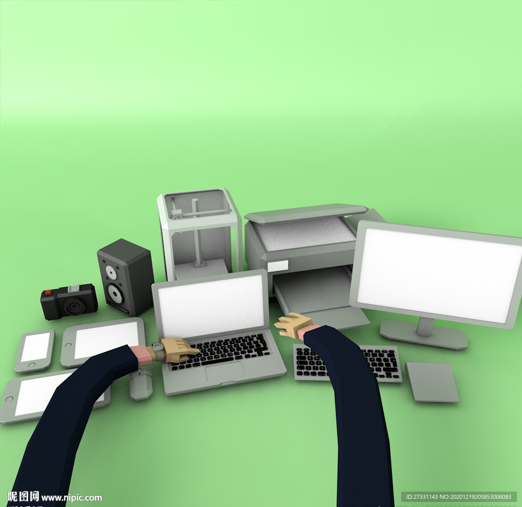 工作桌面 创意桌面 3d扁平化