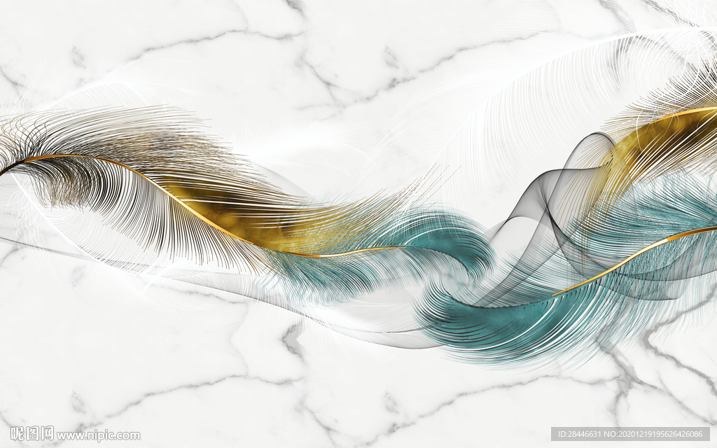 北欧羽毛背景墙