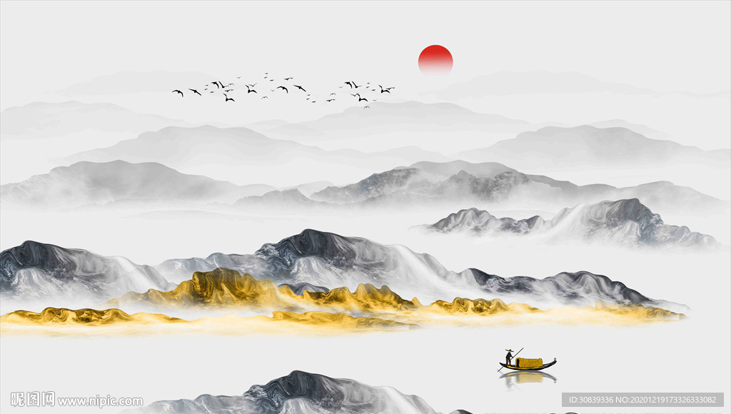 金色山水画