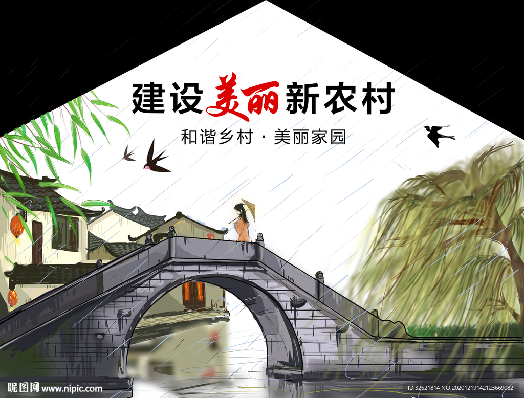 乡村振兴手绘