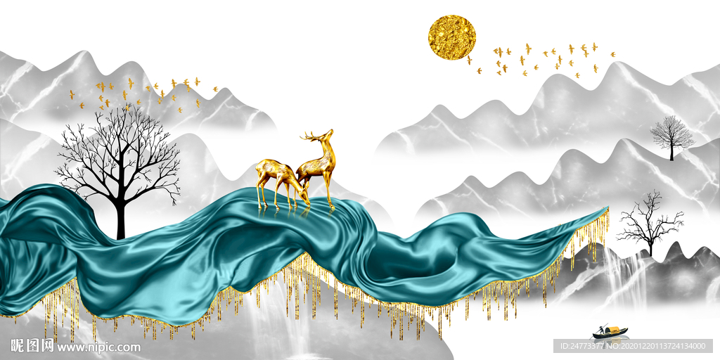 飘带山水晶瓷画