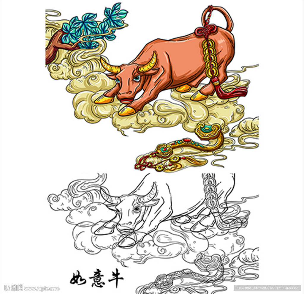 牛年中国风国潮插画