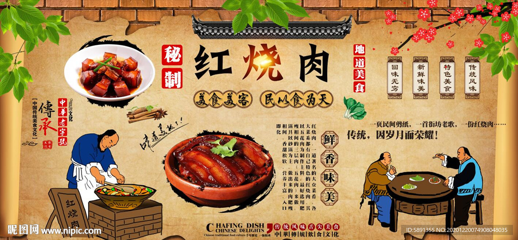 红烧肉背景墙