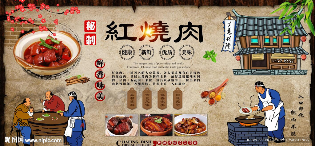 红烧肉背景墙