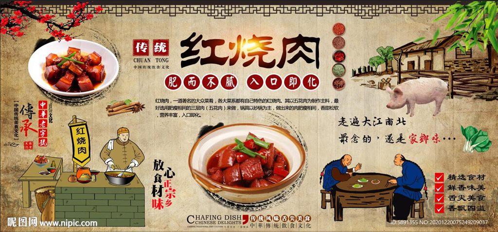 红烧肉背景墙