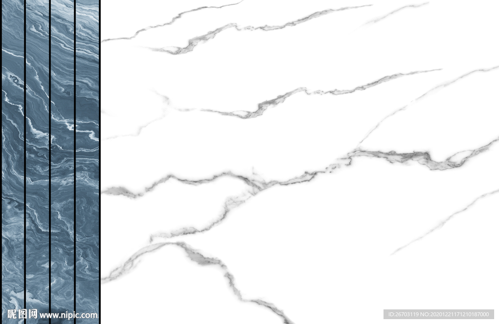 新款爆款蓝色石纹山水背景墙