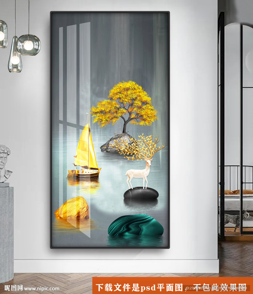 玄关麋鹿装饰画