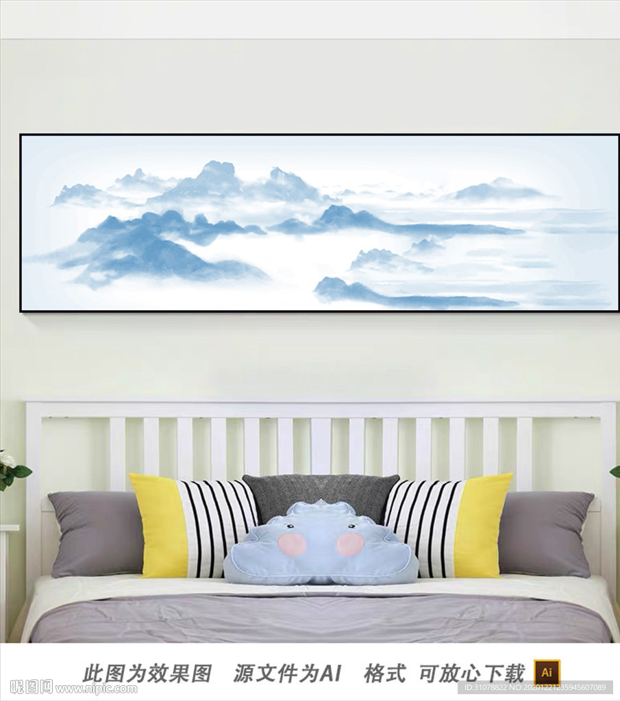 淡色禅意山水风景画