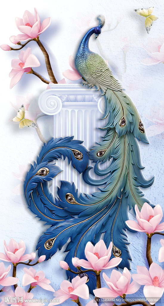 孔雀玄关装饰画