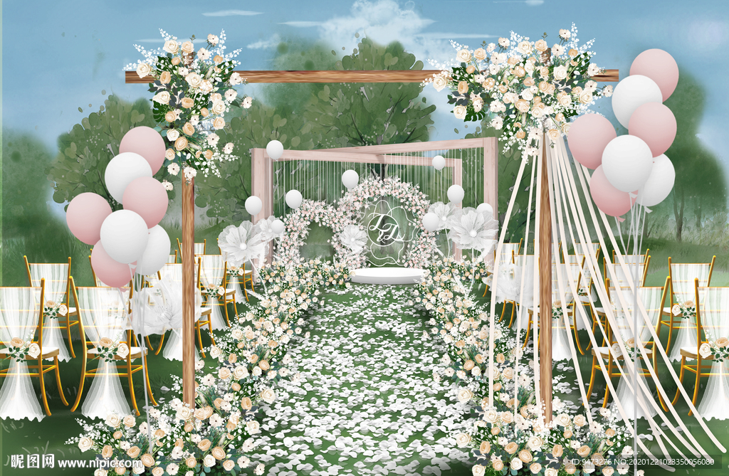 白色户外婚礼仪式区