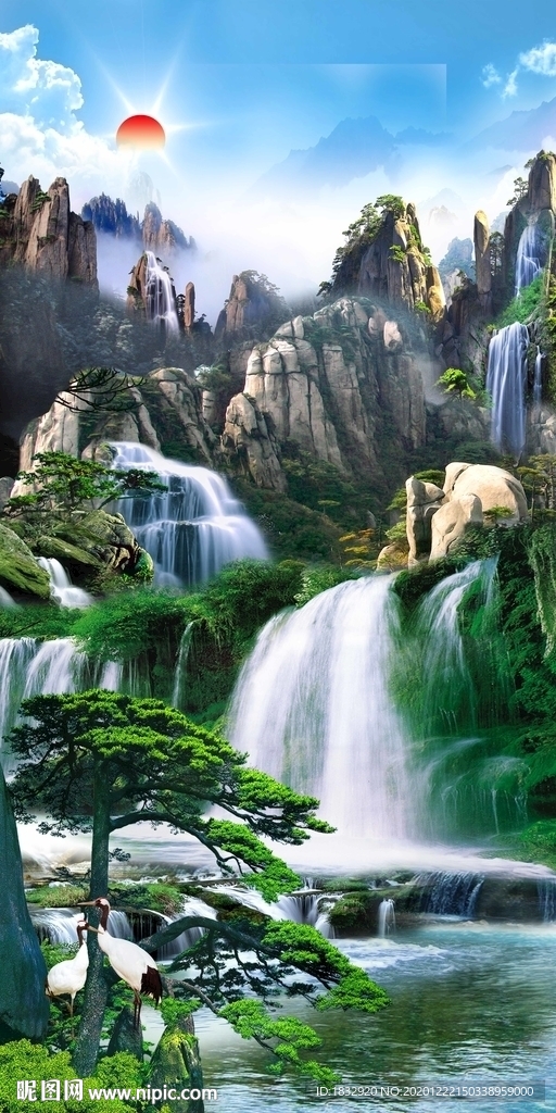 山水竖幅