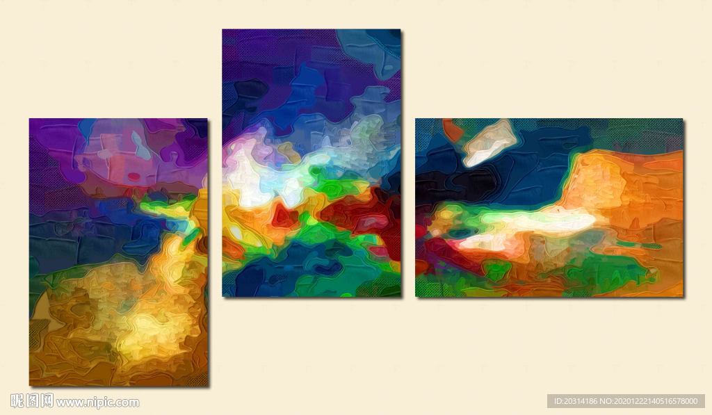 三联现代抽象画