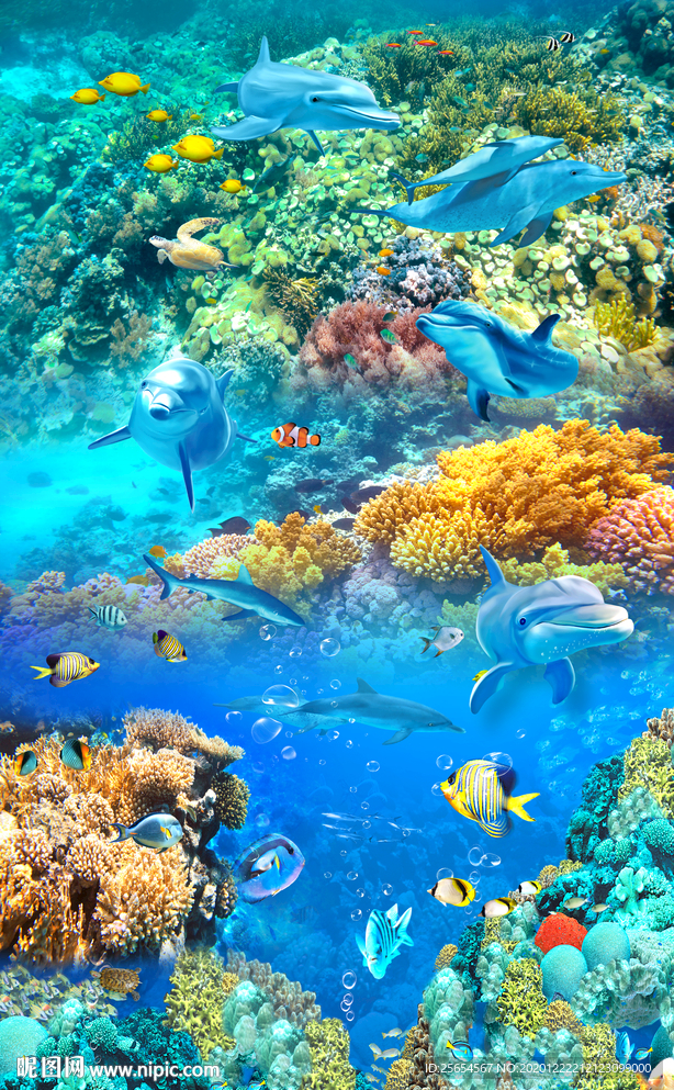 炫丽海底世界洗手间浴室3D地板