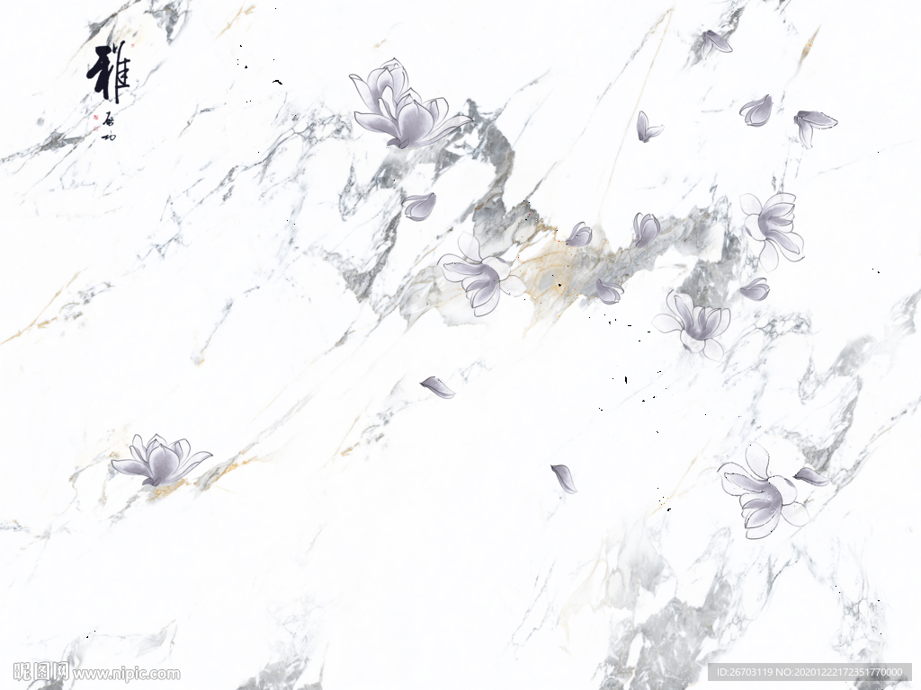 新款爆款雅兰香山水背景墙