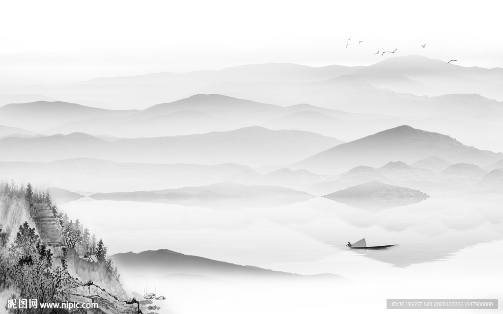 背景墙高档意境山水 TIF分层