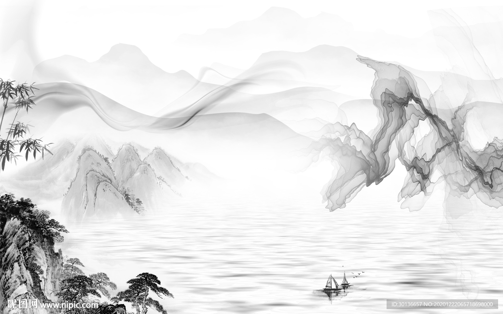 高端新款意境山水 TIF分层