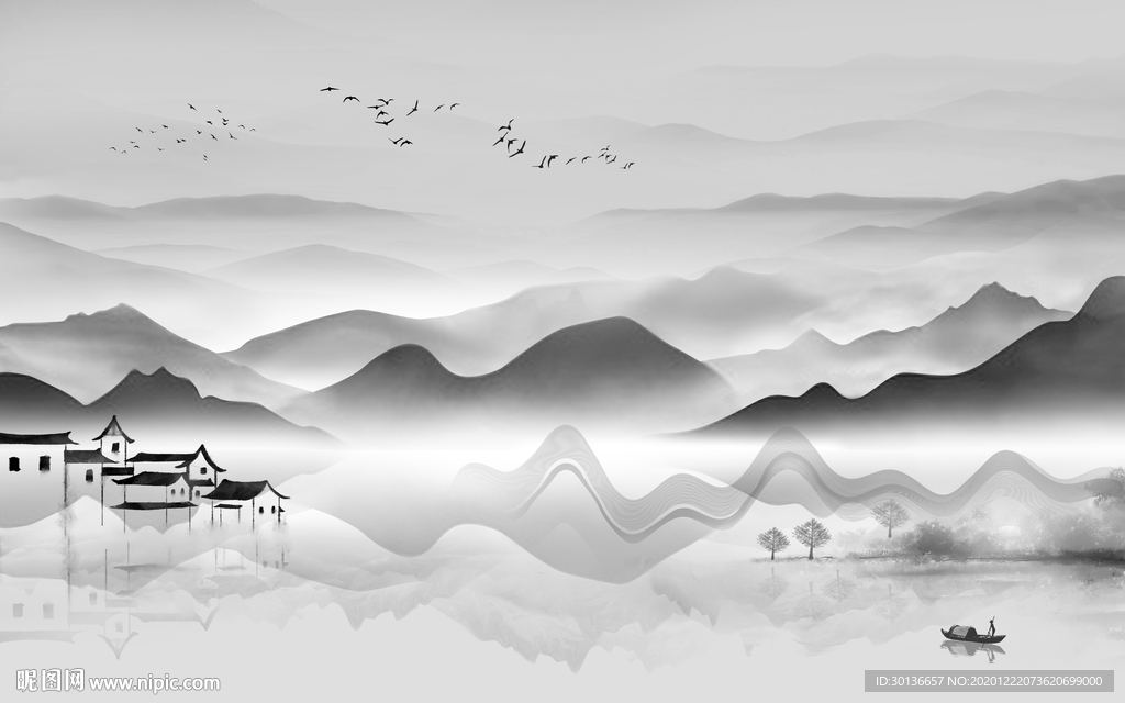 中式新款意境山水 TIF分层