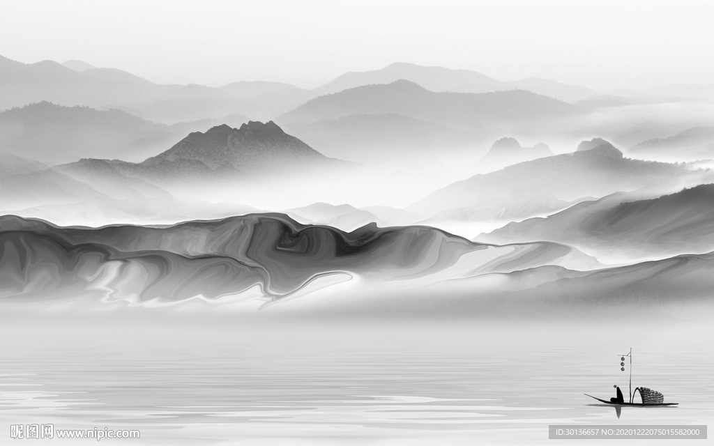 新中式新款意境山水 TIF分层