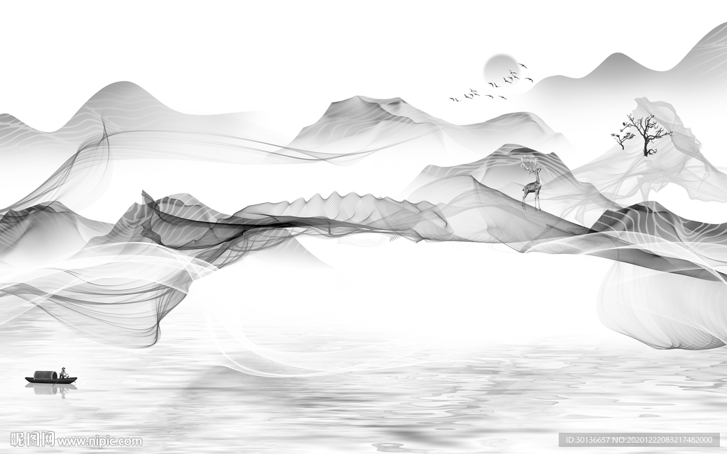 中国风高清意境山水 TIF分层