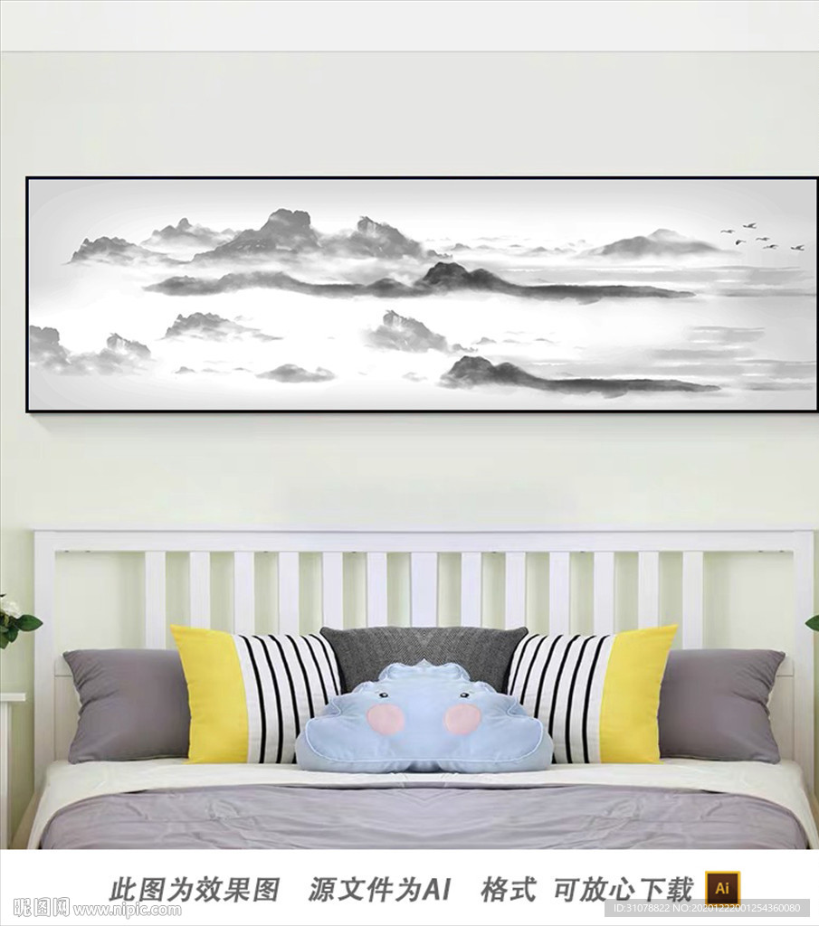 淡色禅意山水风景画