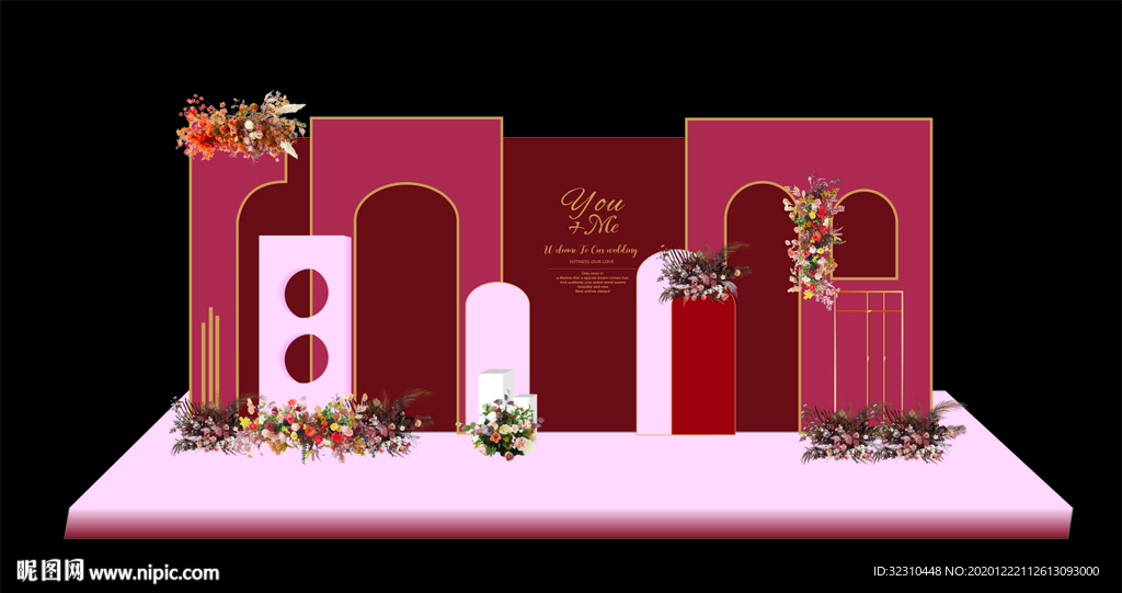 红色系婚礼背景