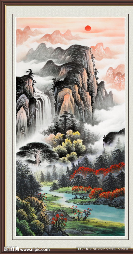 旭日东升 山水画