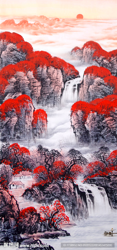 旭日东升 山水画