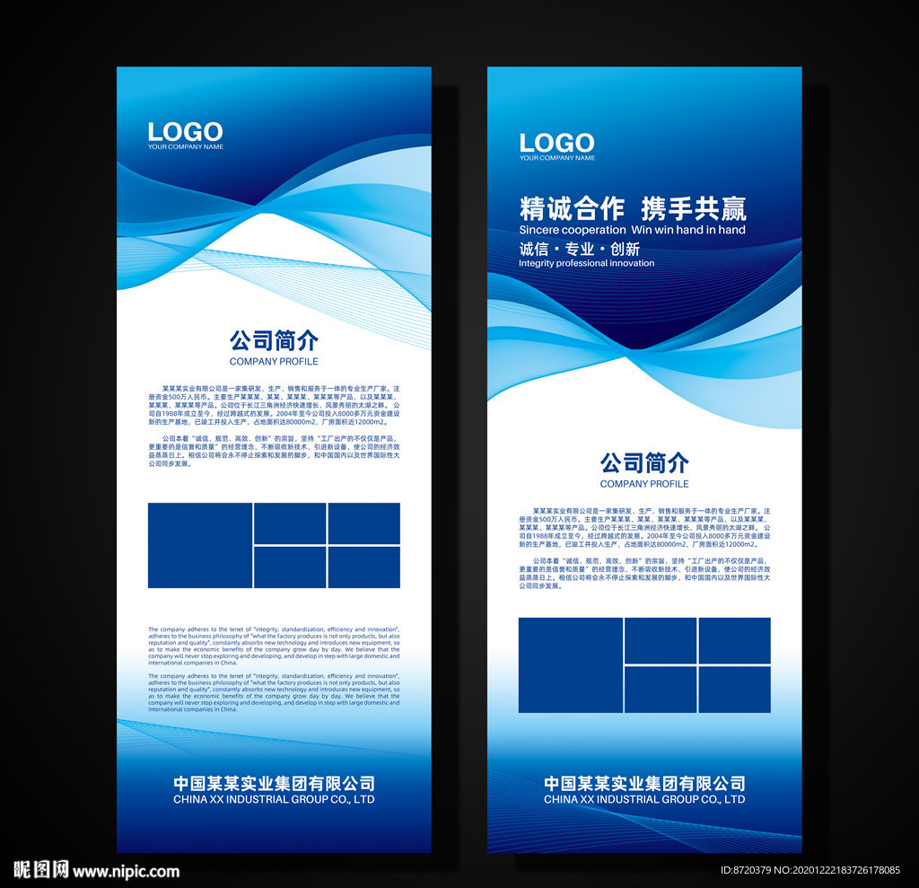 蓝色展架 企业展架 公司展架