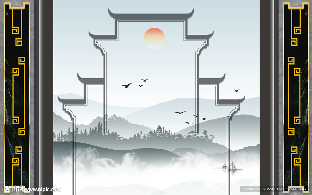 新中式背景墙