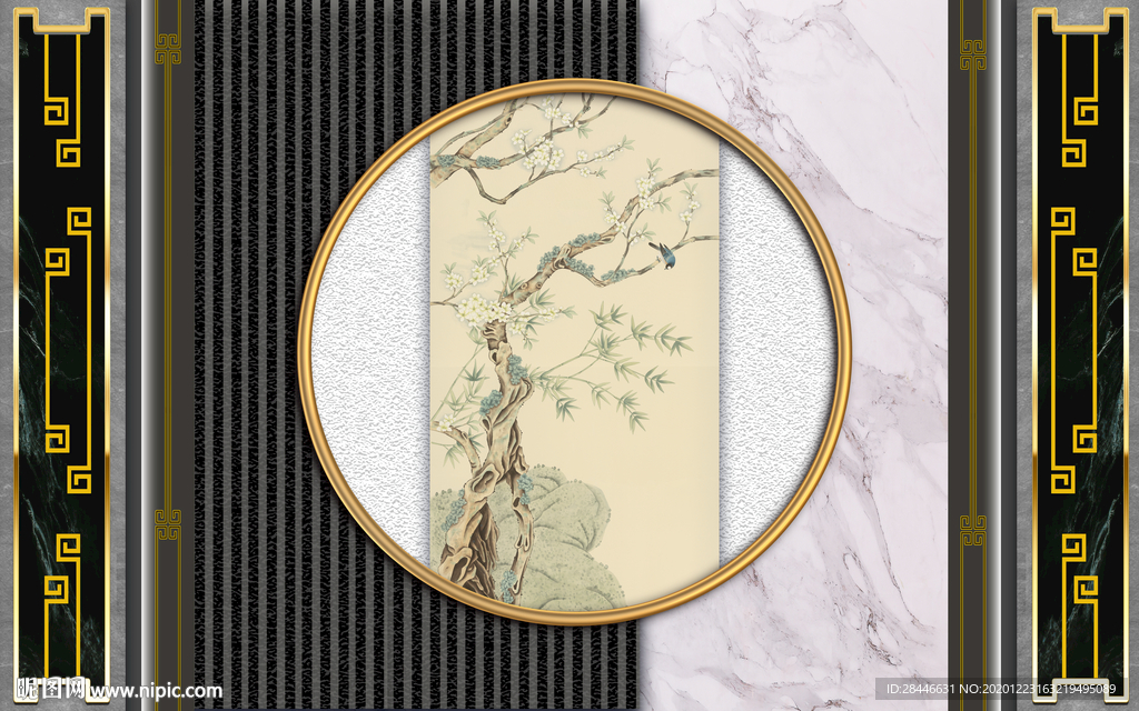 轻奢新中式组合背景墙