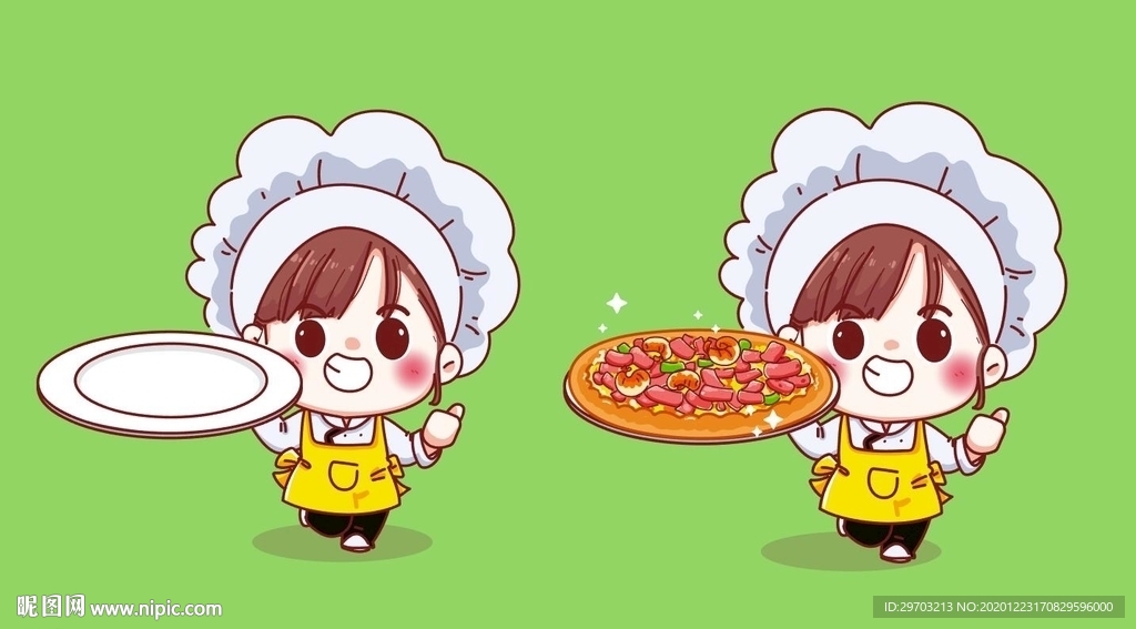 卡通美女厨师