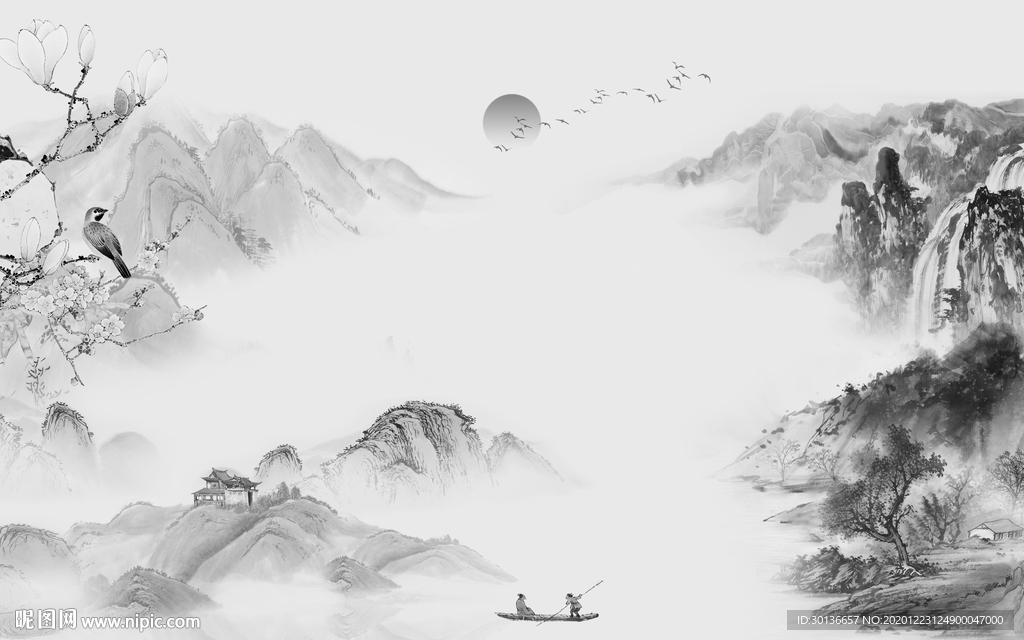 中国风高档新款山水 TIF分层