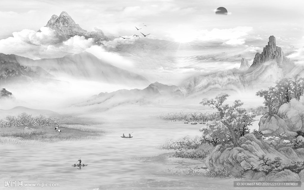 石纹 高档灰色山水 TIF分层