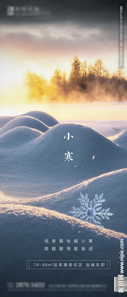 简约房地产小寒节气海报