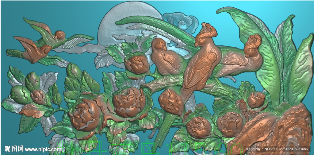 精雕扫描图stl 新款 牡丹