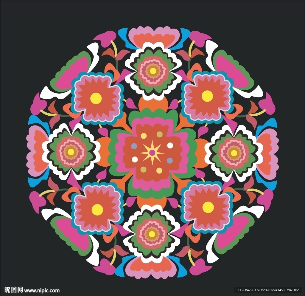 少数民族绣花矢量图