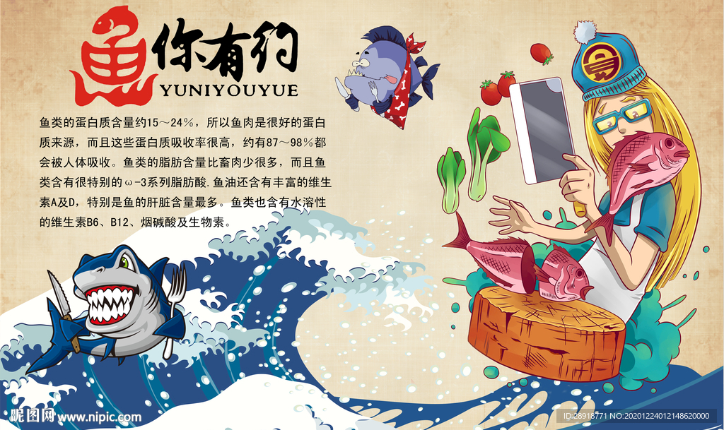 鱼你有约餐饮背景墙