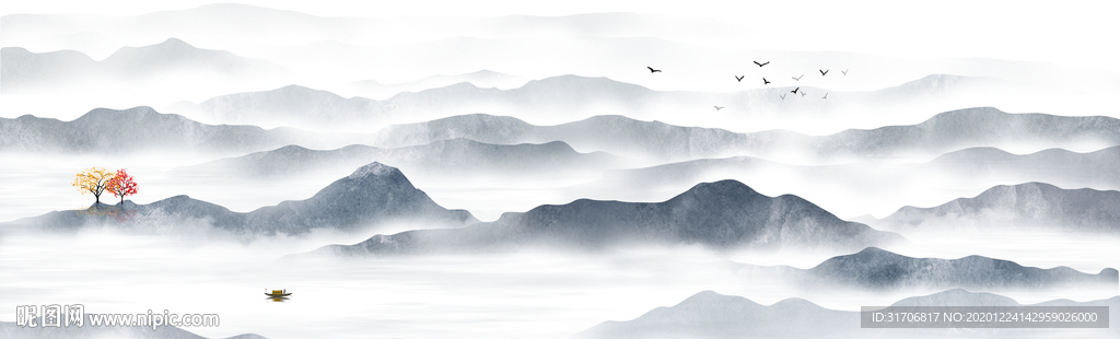 大幅水墨山水画