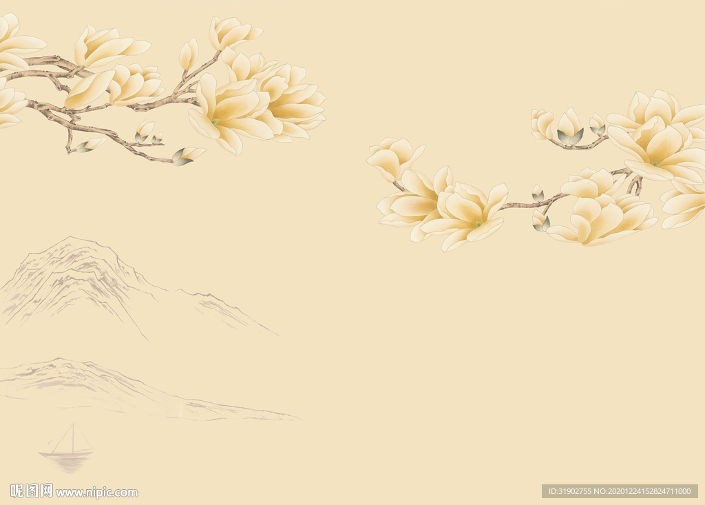 超高清手绘玉兰