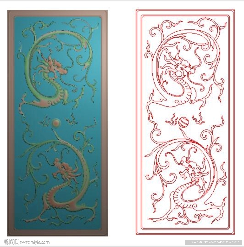 双龙戏珠精雕图