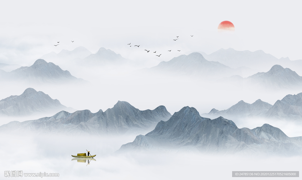 中式意境山水画