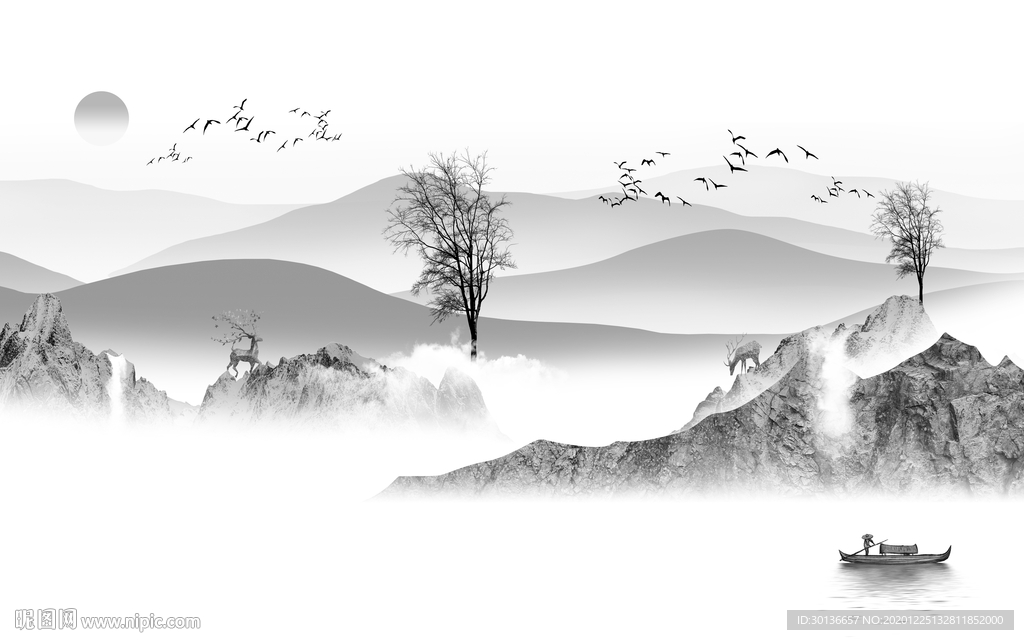 新款灰色别墅山水 TIF分层