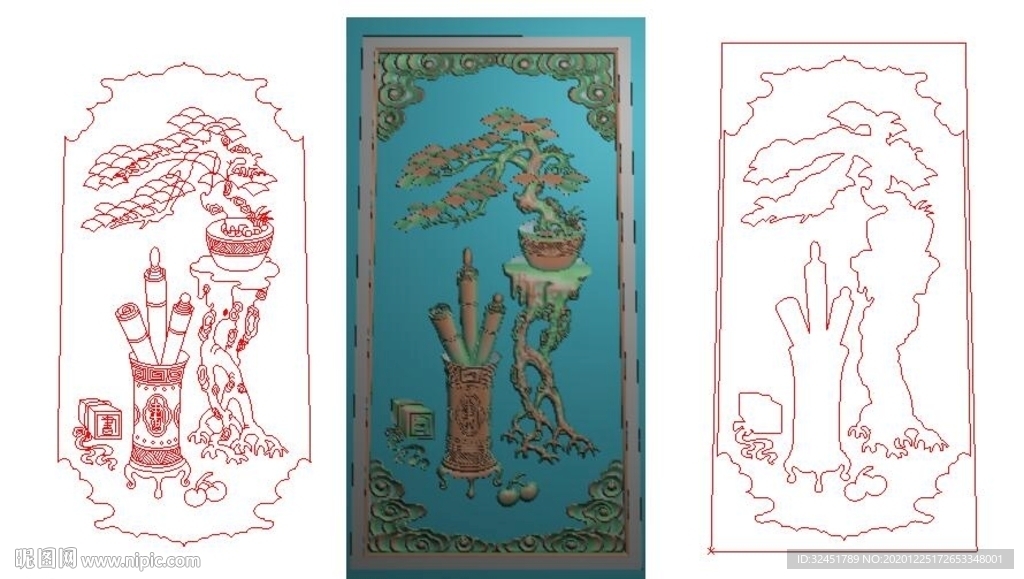 松树精雕图