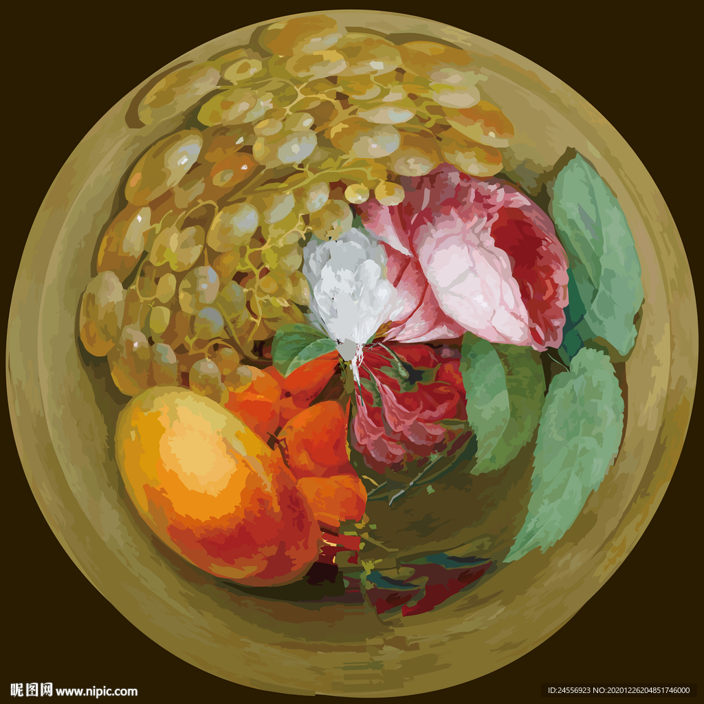 油画玫瑰葡萄油画