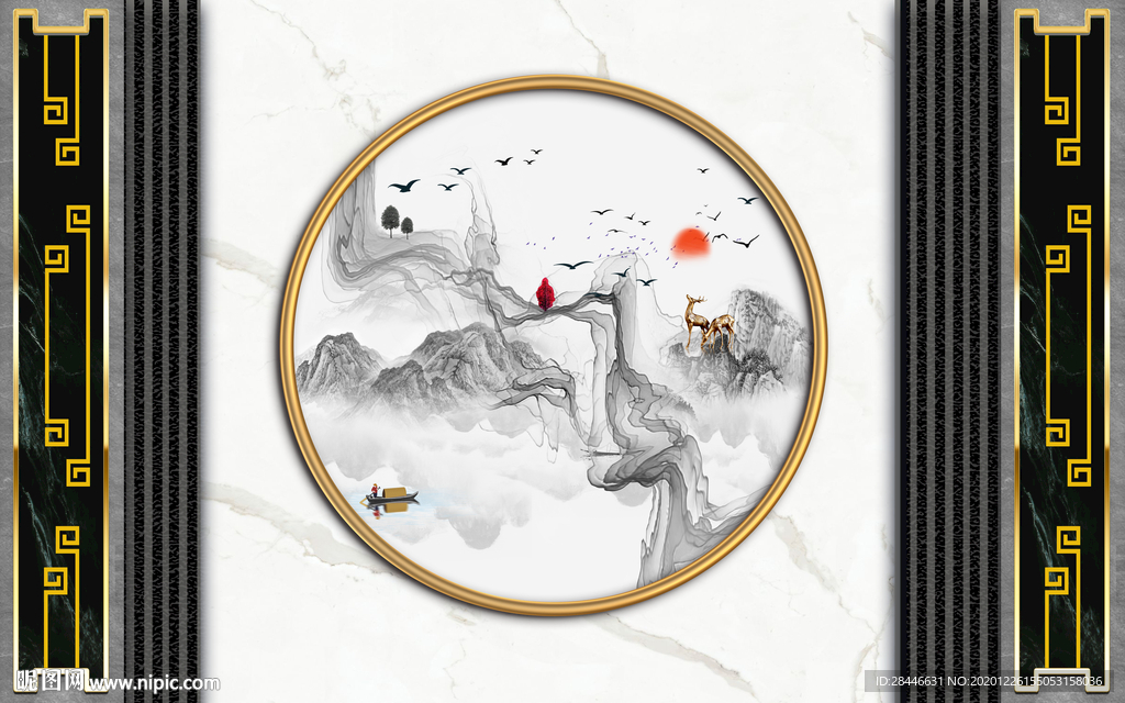 轻奢新中式组合背景墙