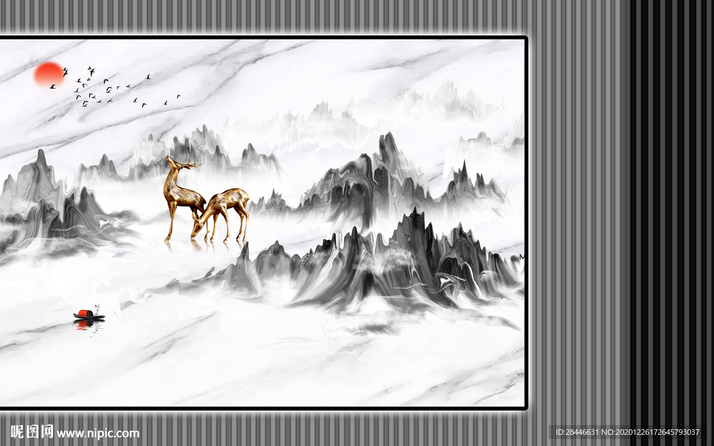 轻奢新中式组合背景墙